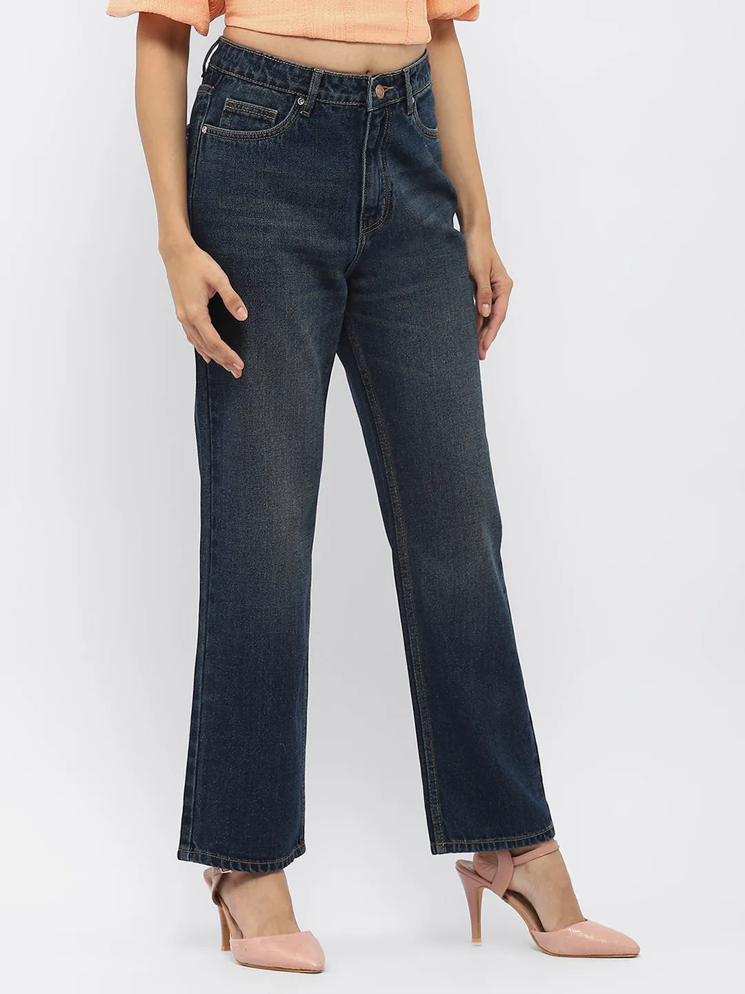 Madame Light Washed Black Mom Fit Jeans