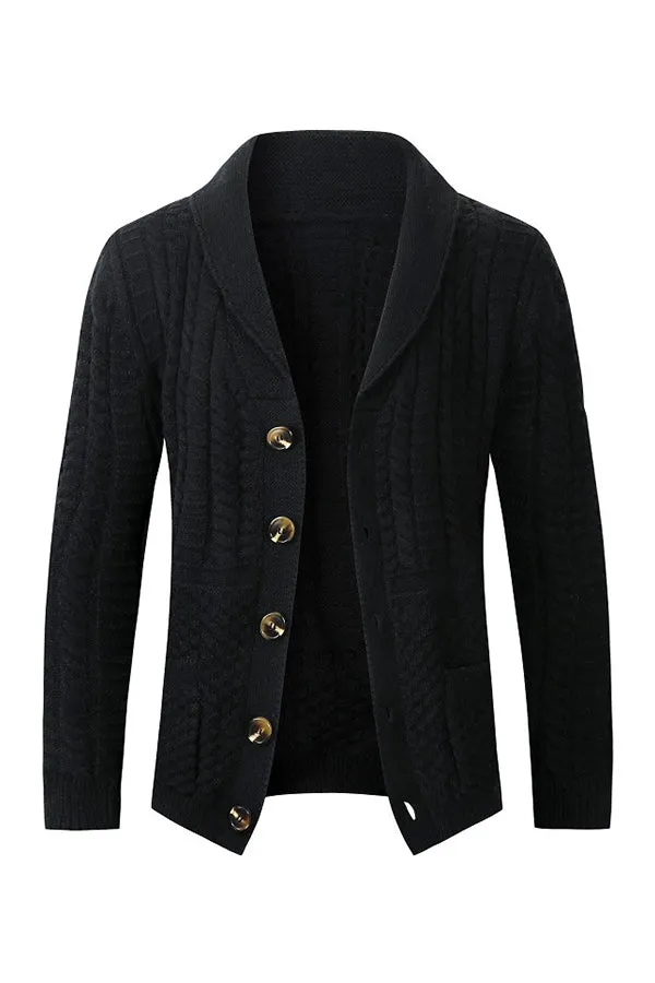 Men's Casual Loose Lapel Knit Sweater