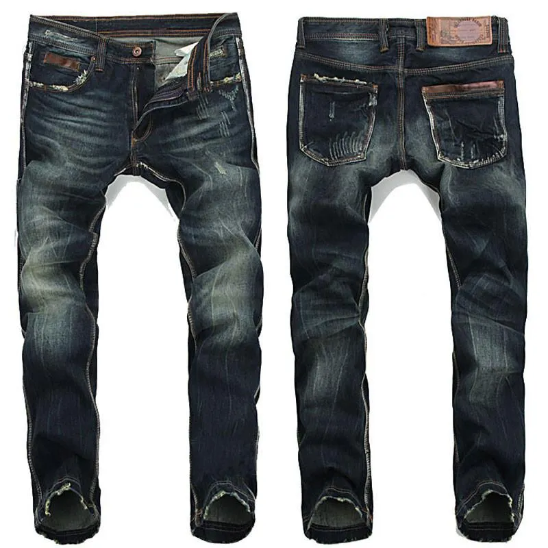 Men's Distressed Washed Denim Blues