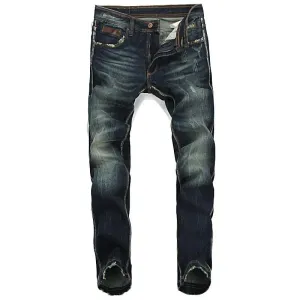 Men's Distressed Washed Denim Blues