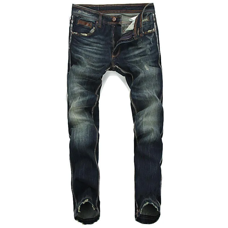Men's Distressed Washed Denim Blues