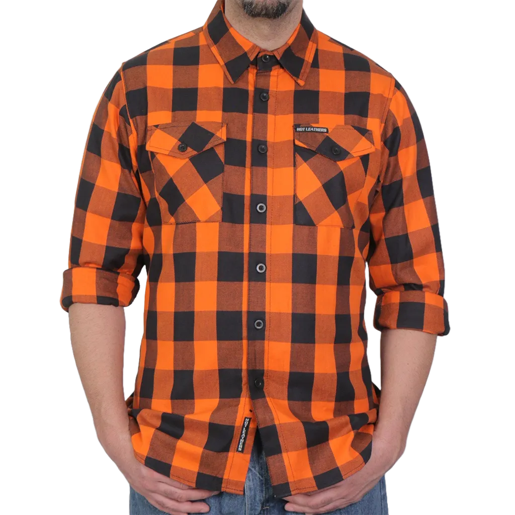 Men's Flannel Shirt in Black & Orange