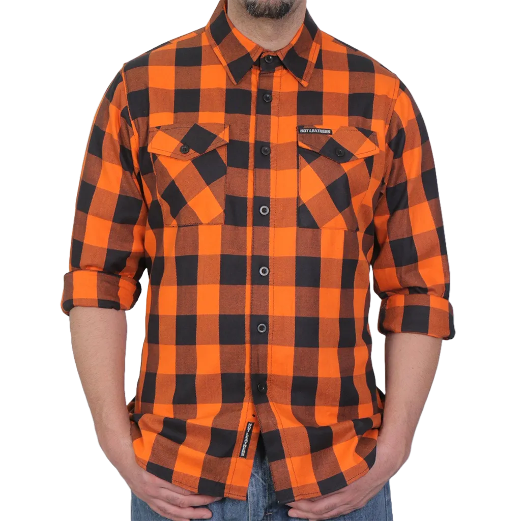Men's Flannel Shirt in Black & Orange