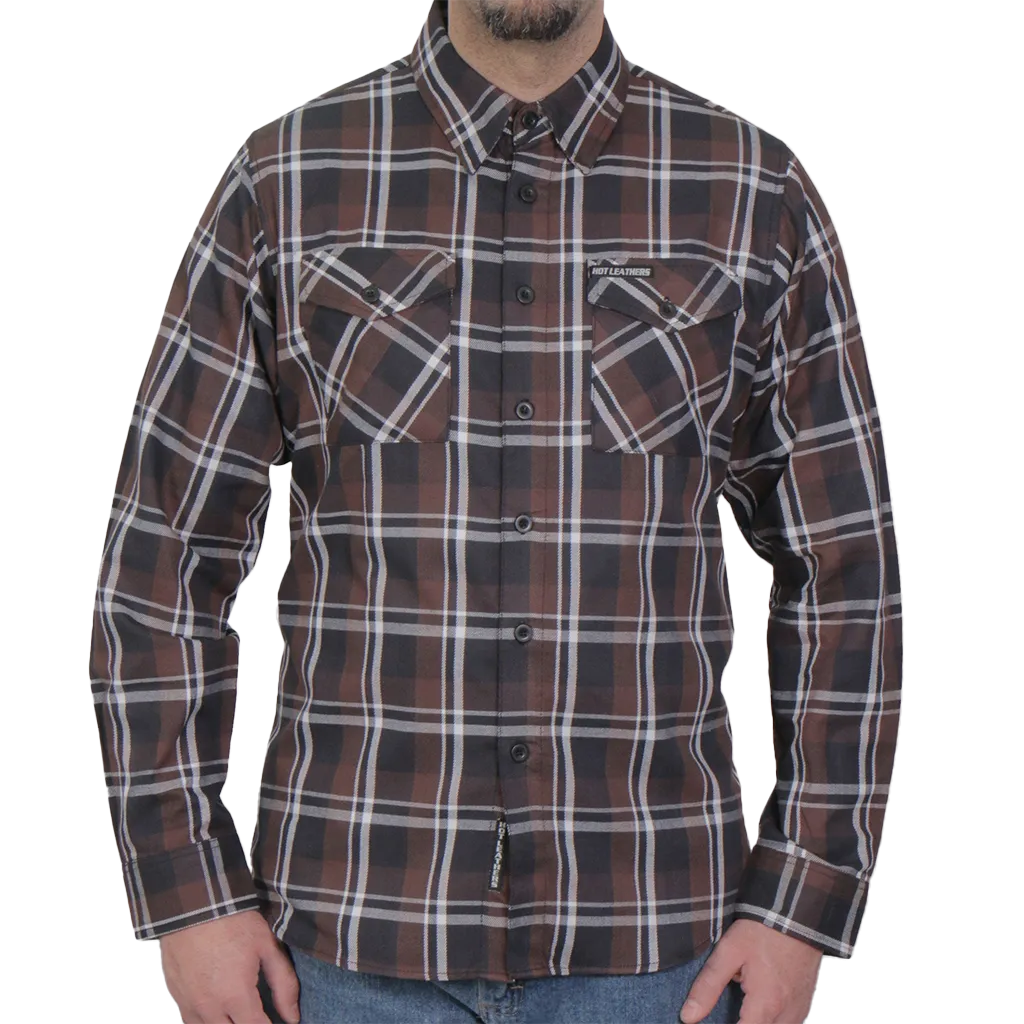 Men's Flannel Shirt in Brown, Black & White