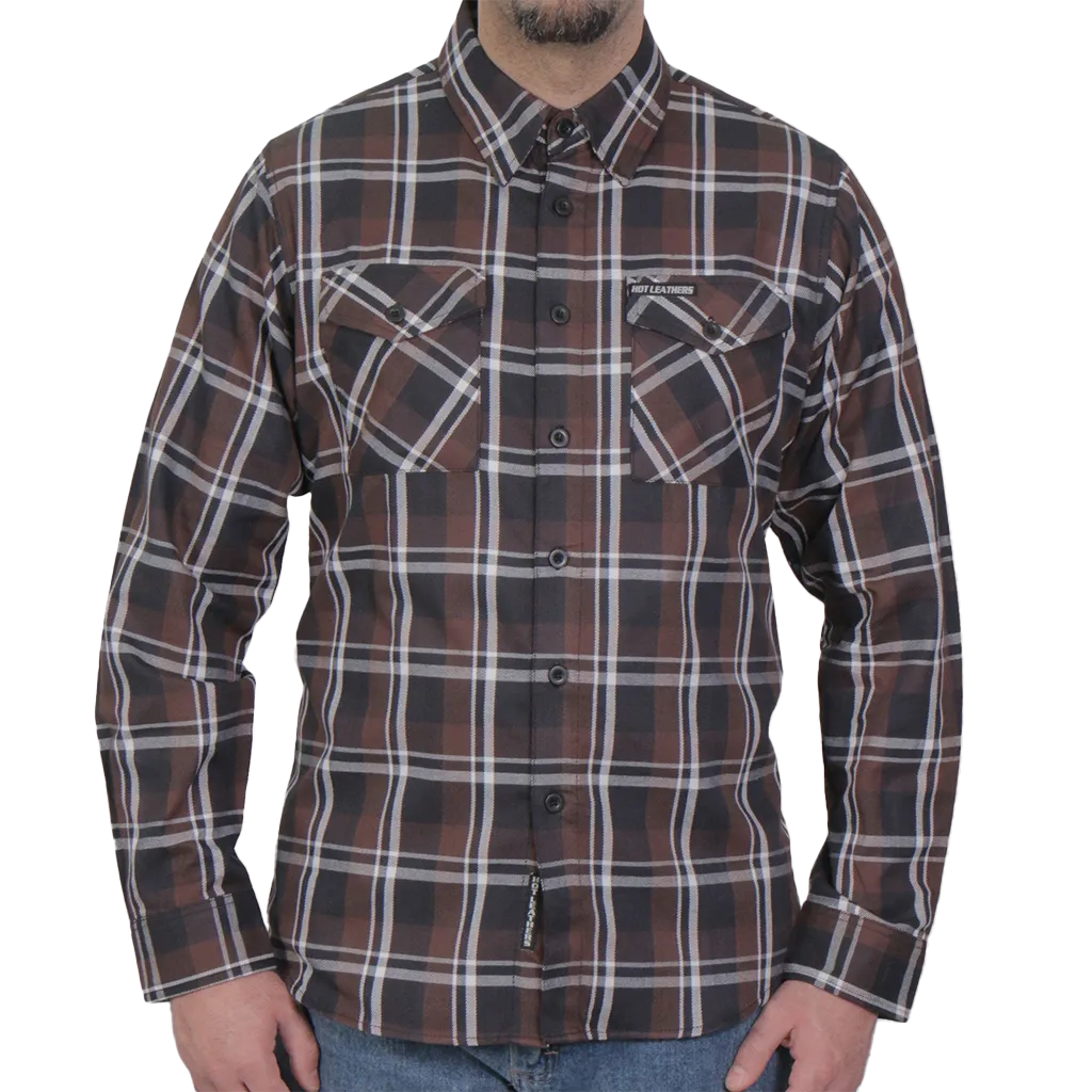 Men's Flannel Shirt in Brown, Black & White