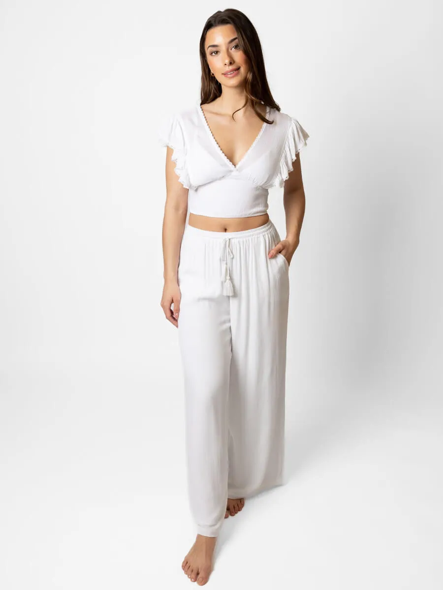 Miami Tie Front Pant In White