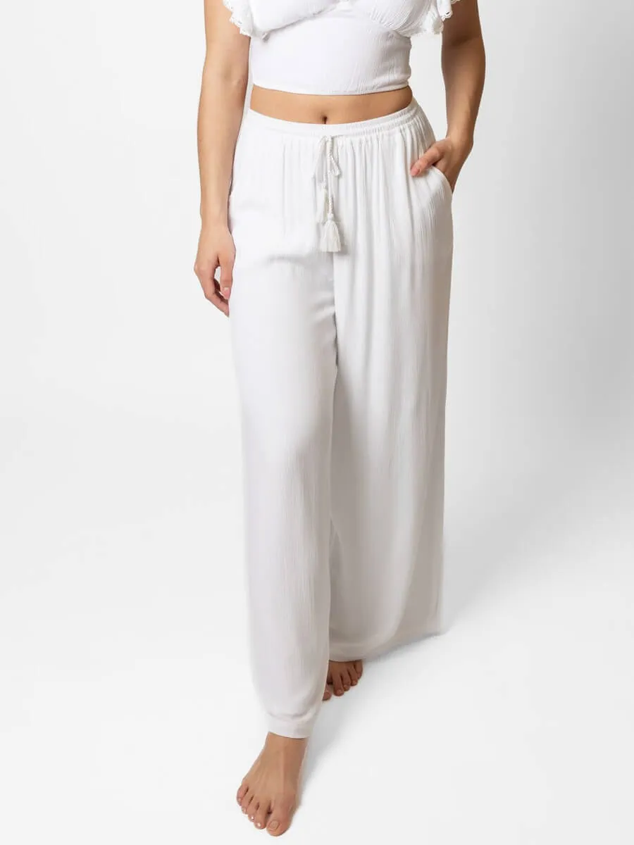Miami Tie Front Pant In White