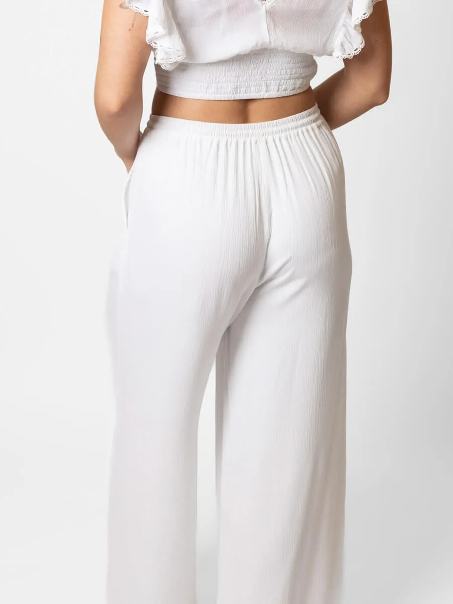 Miami Tie Front Pant In White