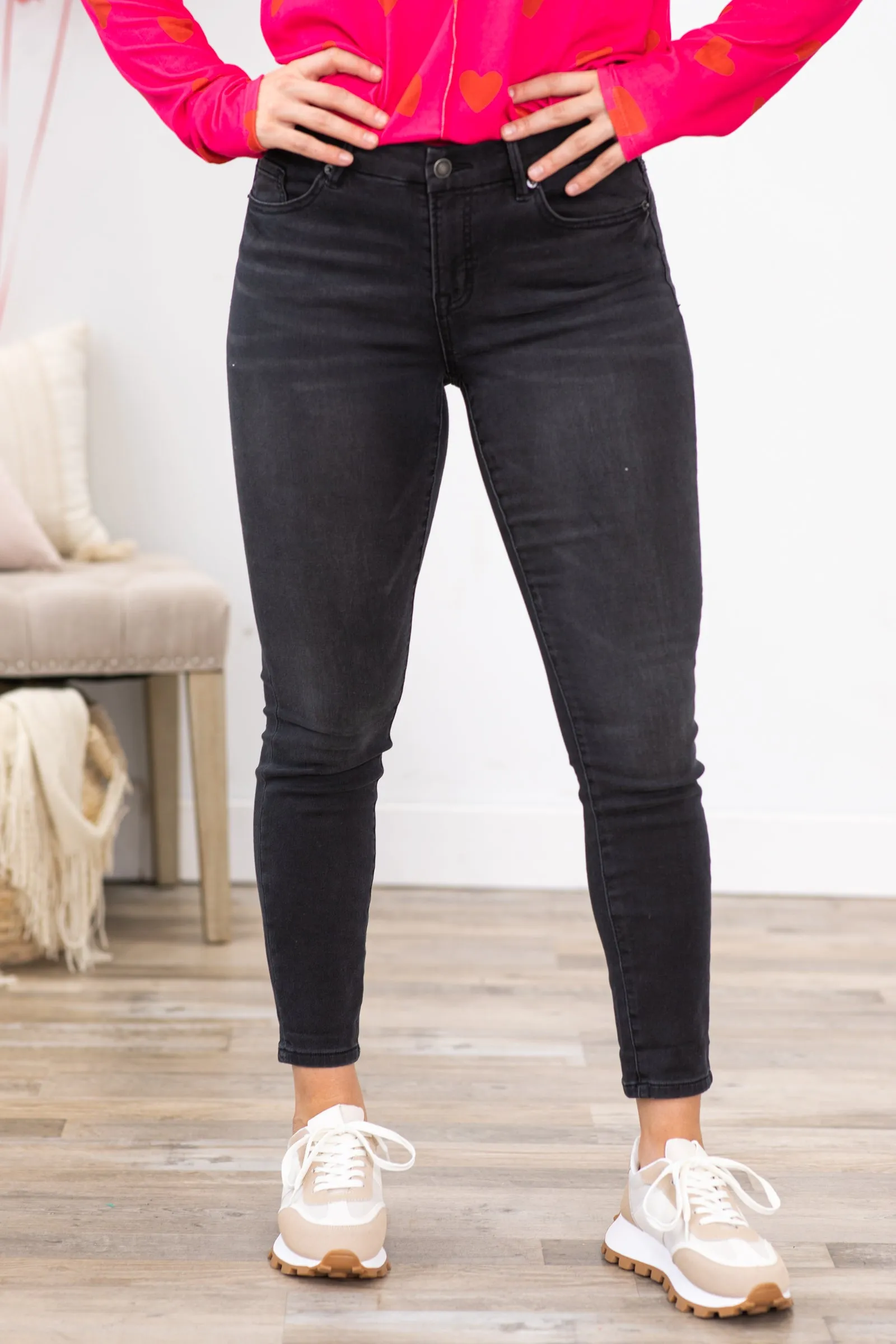 Mica Black Mid Rise Knit Jeans