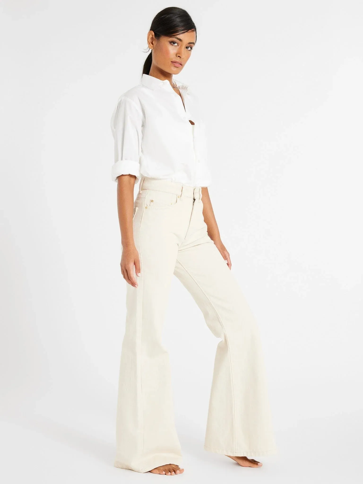 Mille - Ashton High Rise Wide Leg Flare Jean (Sand)