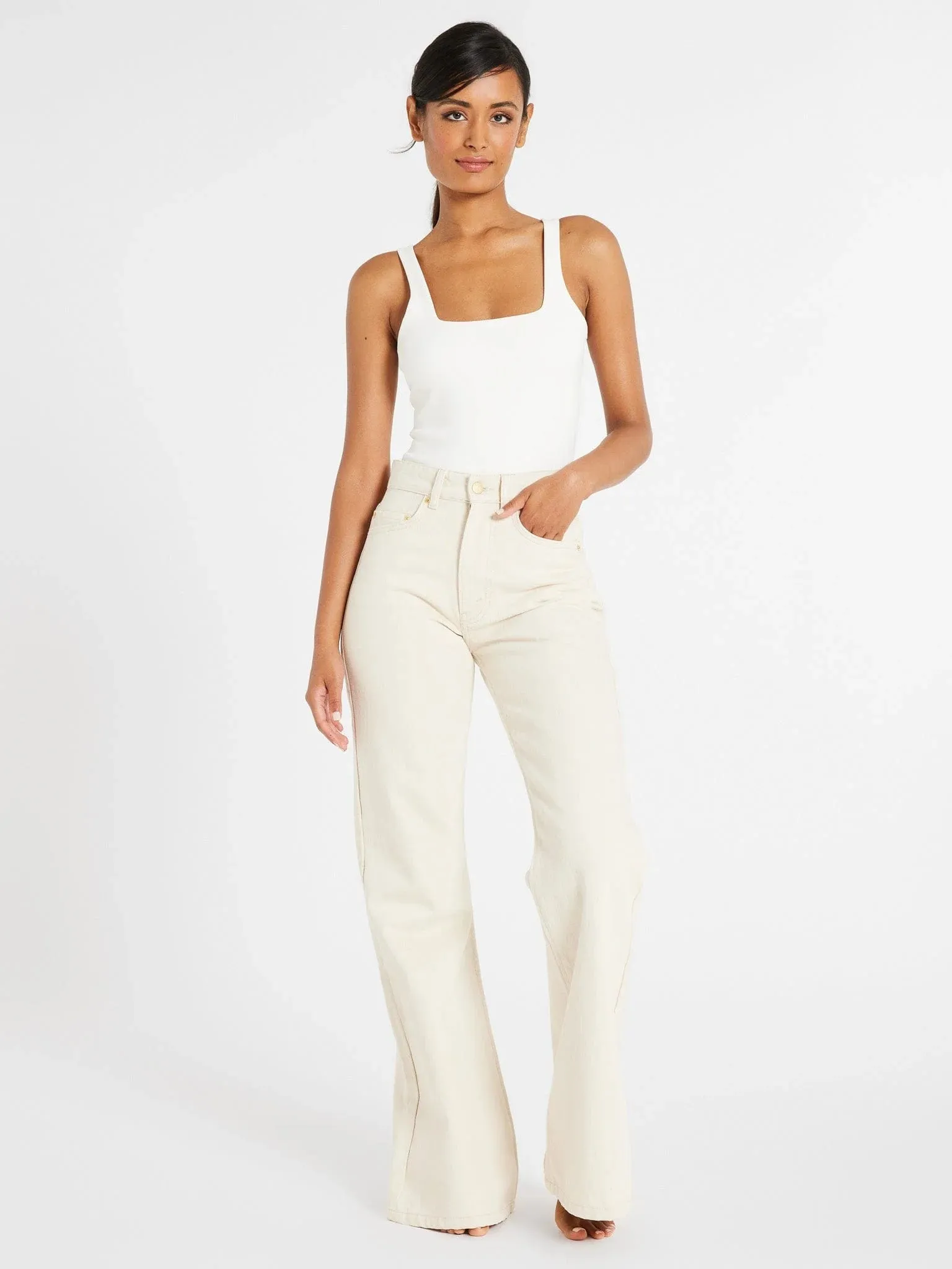 Mille - Ashton High Rise Wide Leg Flare Jean (Sand)