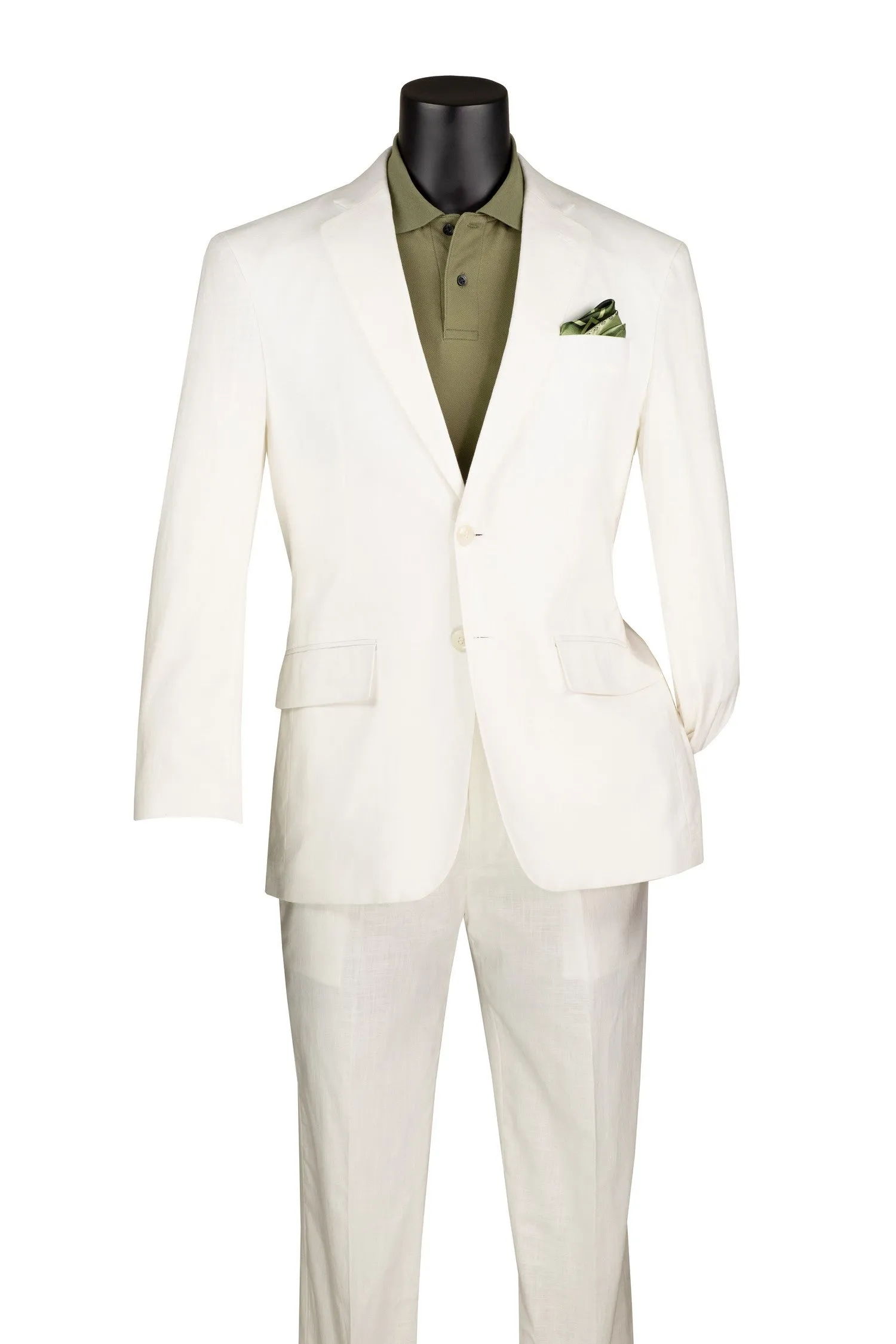 Modern Fit 2 Piece with Stretch Lining Adjustable Waistband Suit White MLC-1