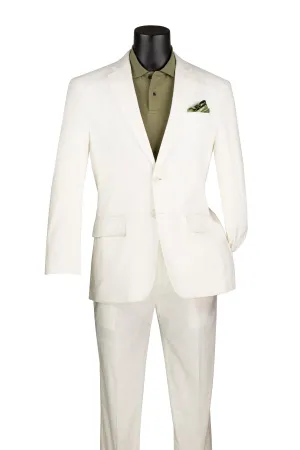Modern Fit 2 Piece with Stretch Lining Adjustable Waistband Suit White MLC-1