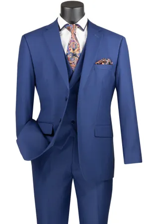 Modern Fit 3 Piece Single Breasted Suit (Blue) MV2TR