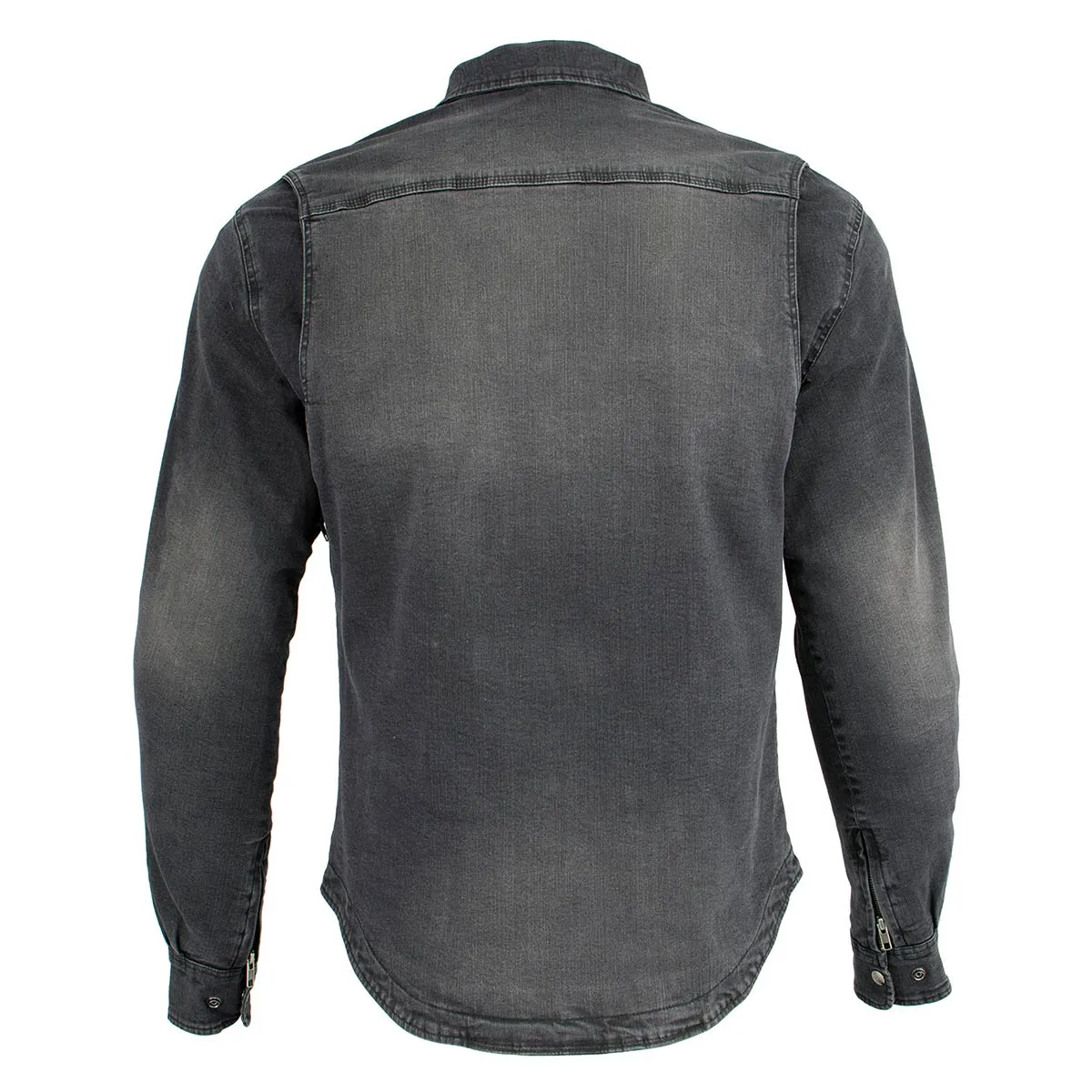 MPM1620 Men's Black Flannel Biker Shirt with CE Approved Armor - Reinforced w/ Aramid Fibers