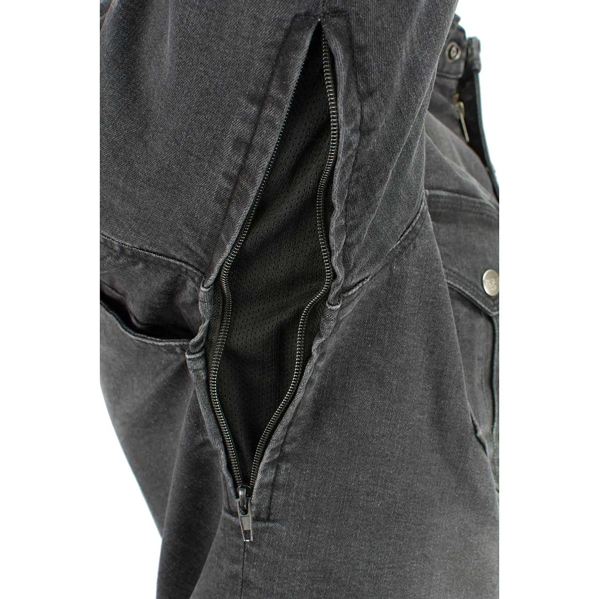 MPM1620 Men's Black Flannel Biker Shirt with CE Approved Armor - Reinforced w/ Aramid Fibers