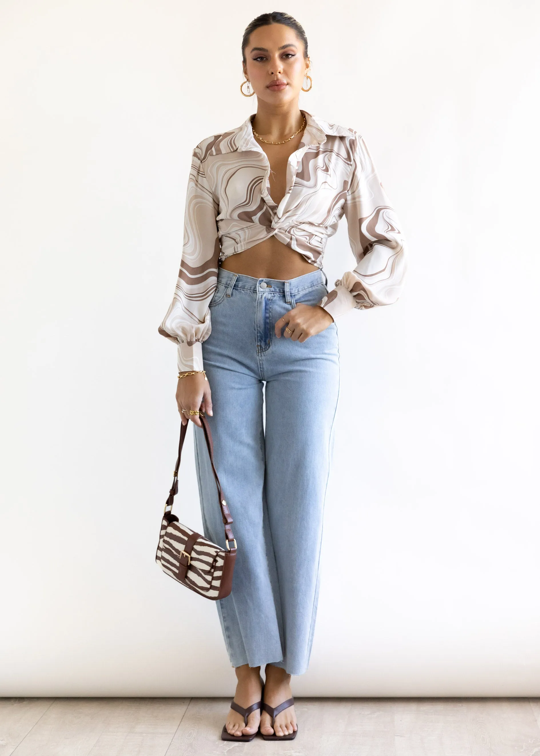 Natey Mom Jeans - Washed Blue