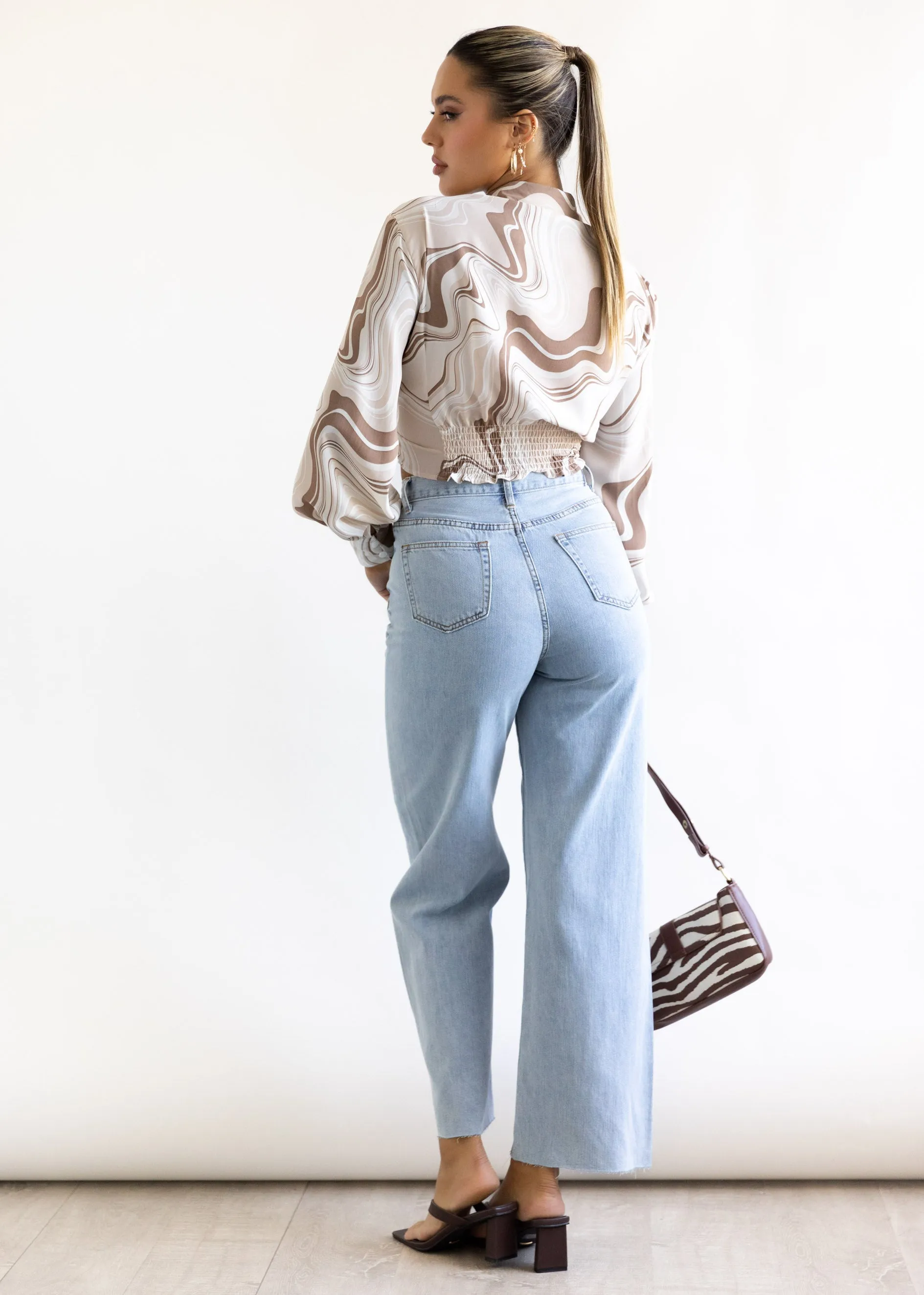 Natey Mom Jeans - Washed Blue