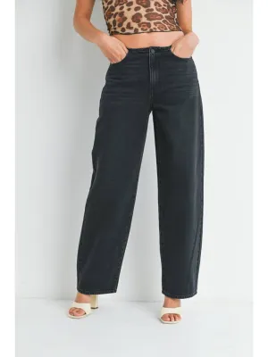 No Waistband Low Rise Straight | Just Black Denim