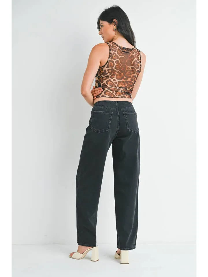 No Waistband Low Rise Straight | Just Black Denim