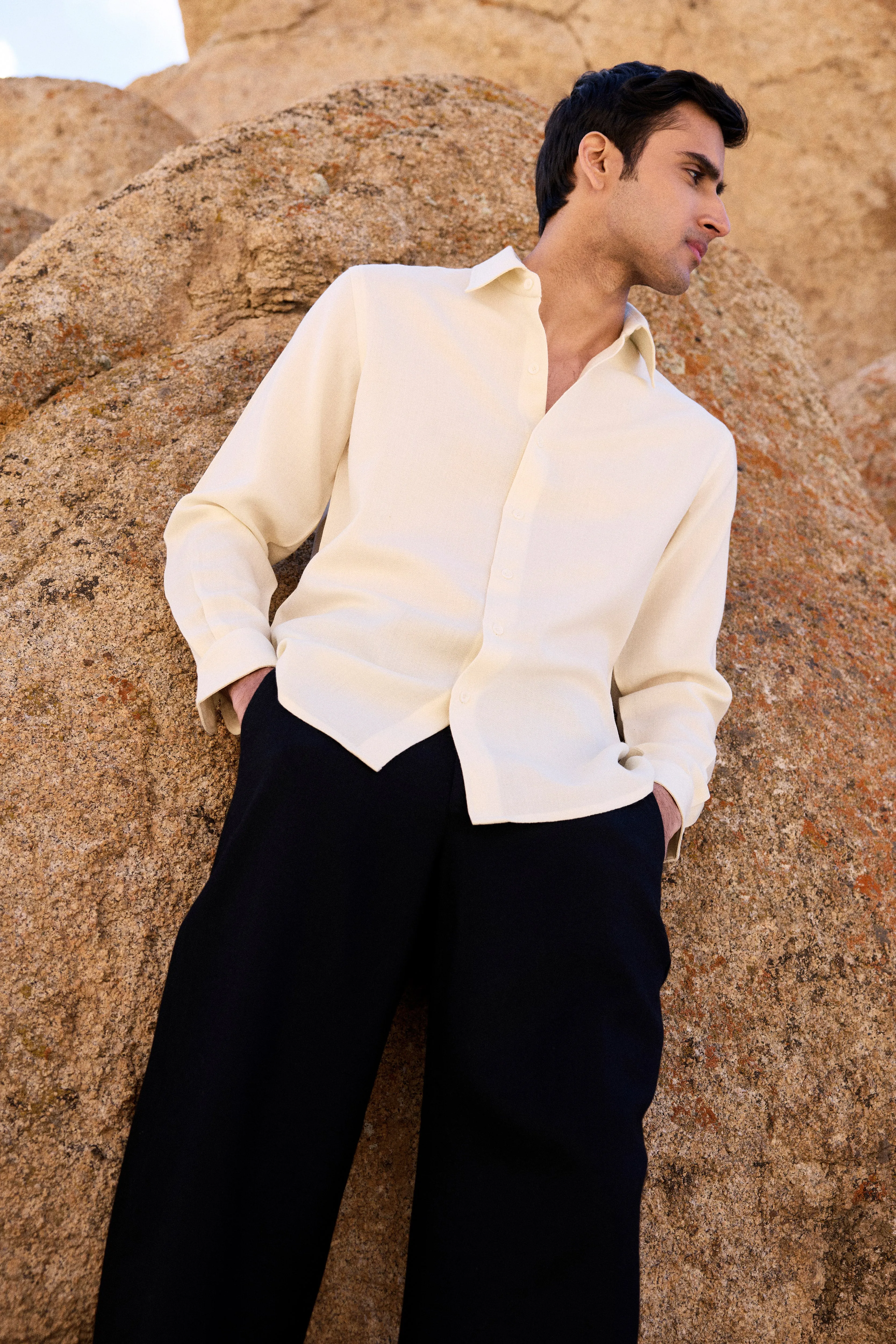 Nyoma Woollen Shirt- MAN (Ivory)