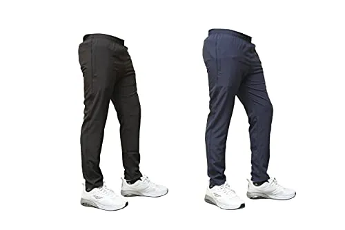 Out Fit Track Pant for Men Combo Pack of 2 Plain Track Pant for Men with Side Zipper Pockets Stretchable Regular Fit Track Pants Lower for Sport Gym and Yoga Bottom Wear (M, Plain Combo)