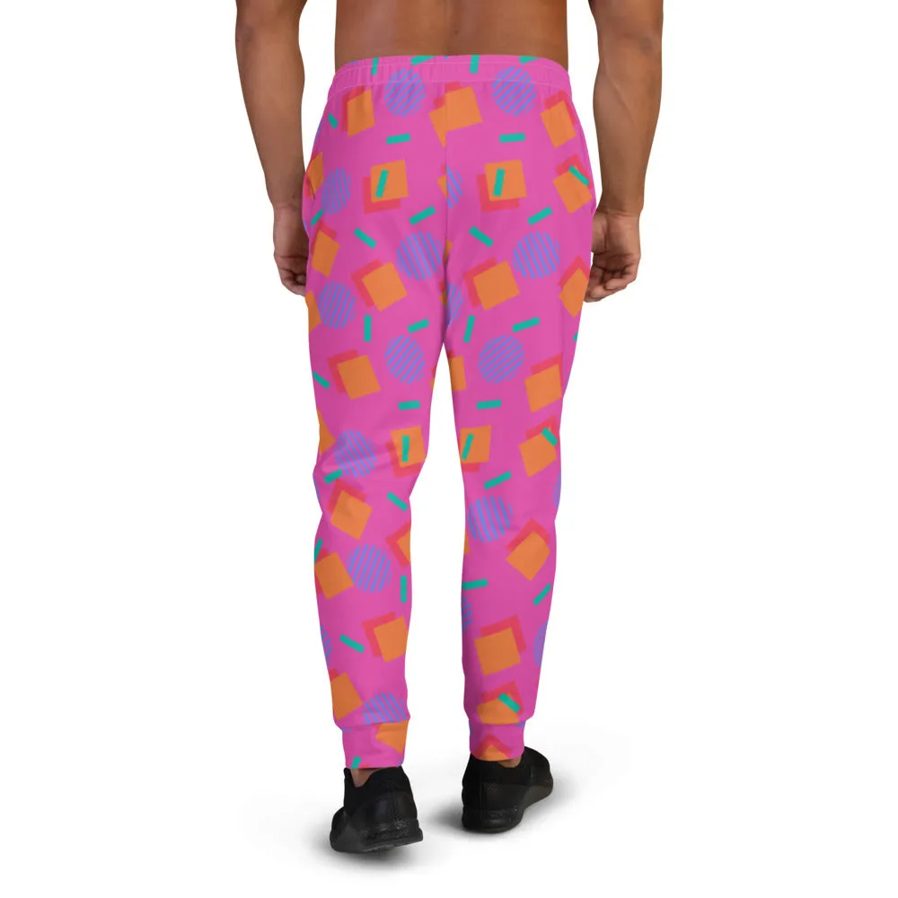 Patterned Men's Joggers | 80s Memphis Pink Cubic Circular