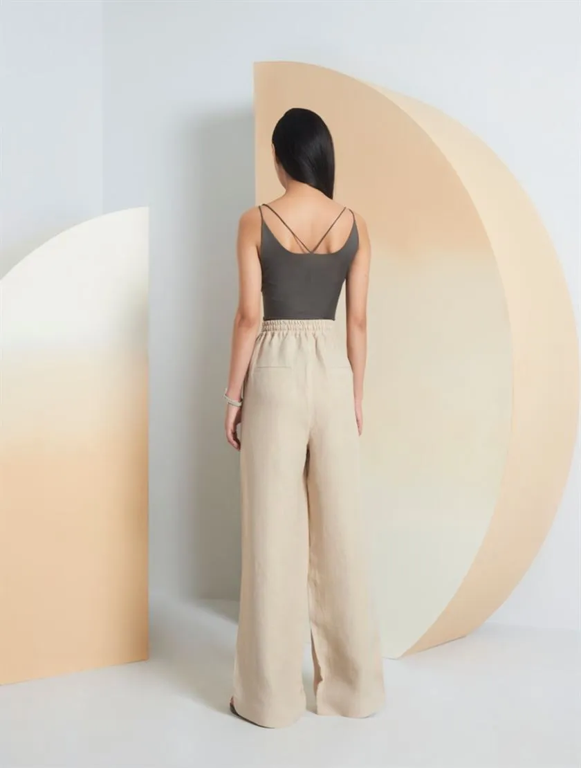 Perona   -   Womens-Bottoms-Trousers & Denims -Jeaselle-Pwa-Ss24-510-24-Beige