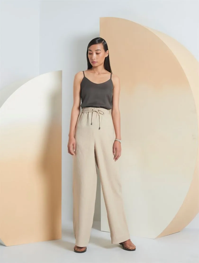 Perona   -   Womens-Bottoms-Trousers & Denims -Jeaselle-Pwa-Ss24-510-24-Beige
