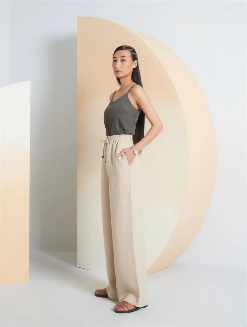 Perona   -   Womens-Bottoms-Trousers & Denims -Jeaselle-Pwa-Ss24-510-24-Beige