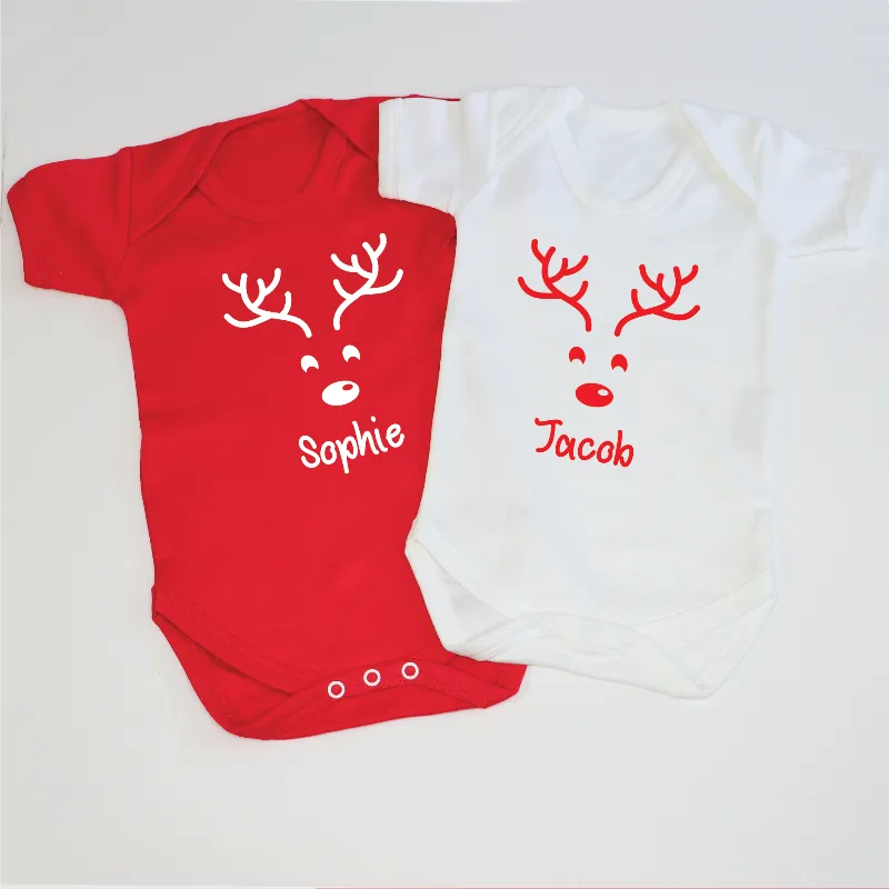 Personalised Reindeer Baby Bodysuit