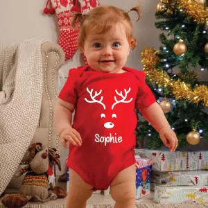 Personalised Reindeer Baby Bodysuit