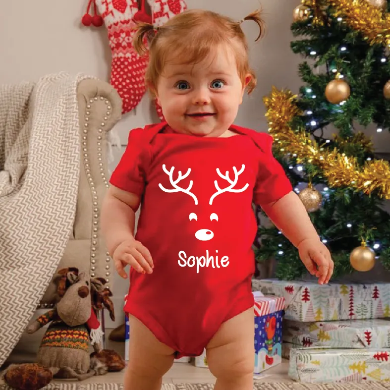 Personalised Reindeer Baby Bodysuit