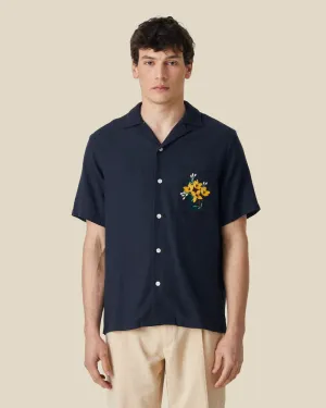 Pique Navy Flower Shirt