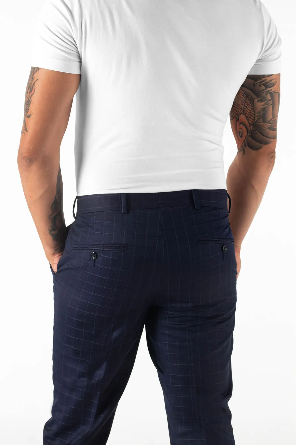 Plaid Patterned Trouser in Navy