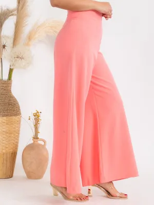 PLUS SIZE ZIPPER CLOSURE WIDE LEG PANTS