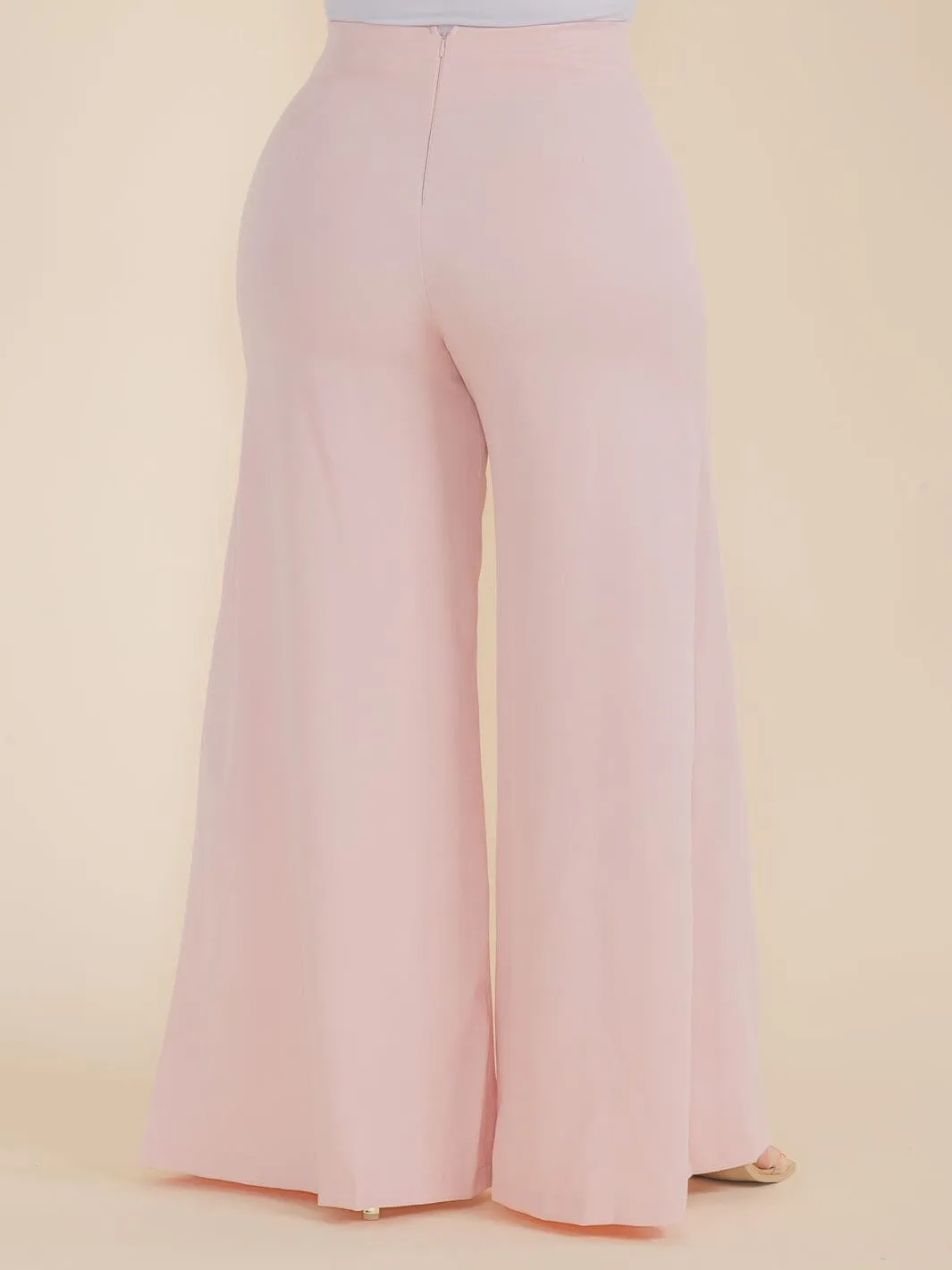 PLUS SIZE ZIPPER CLOSURE WIDE LEG PANTS