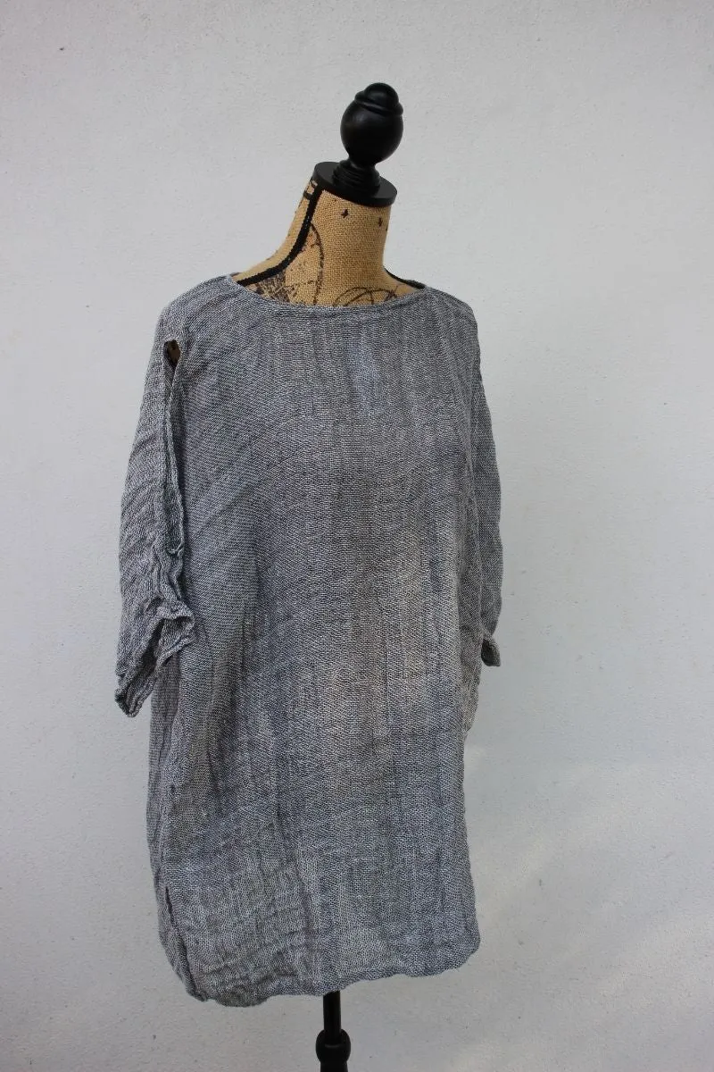 Pure Italian Linen Positano Grey Top