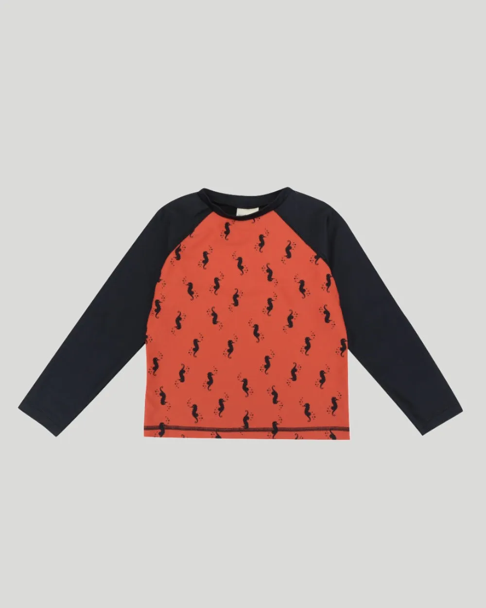 Red Seahorse Print Swim Top