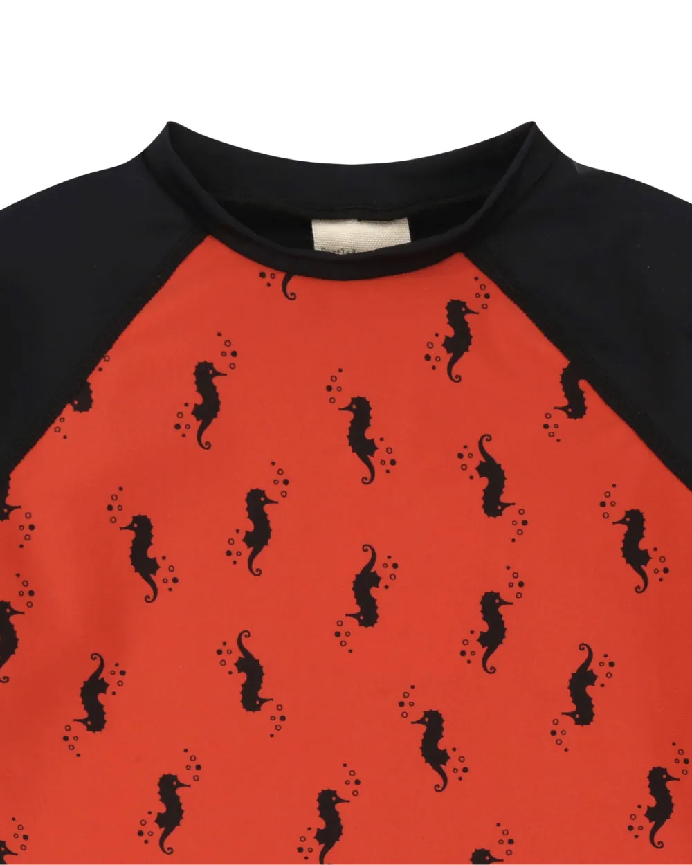 Red Seahorse Print Swim Top