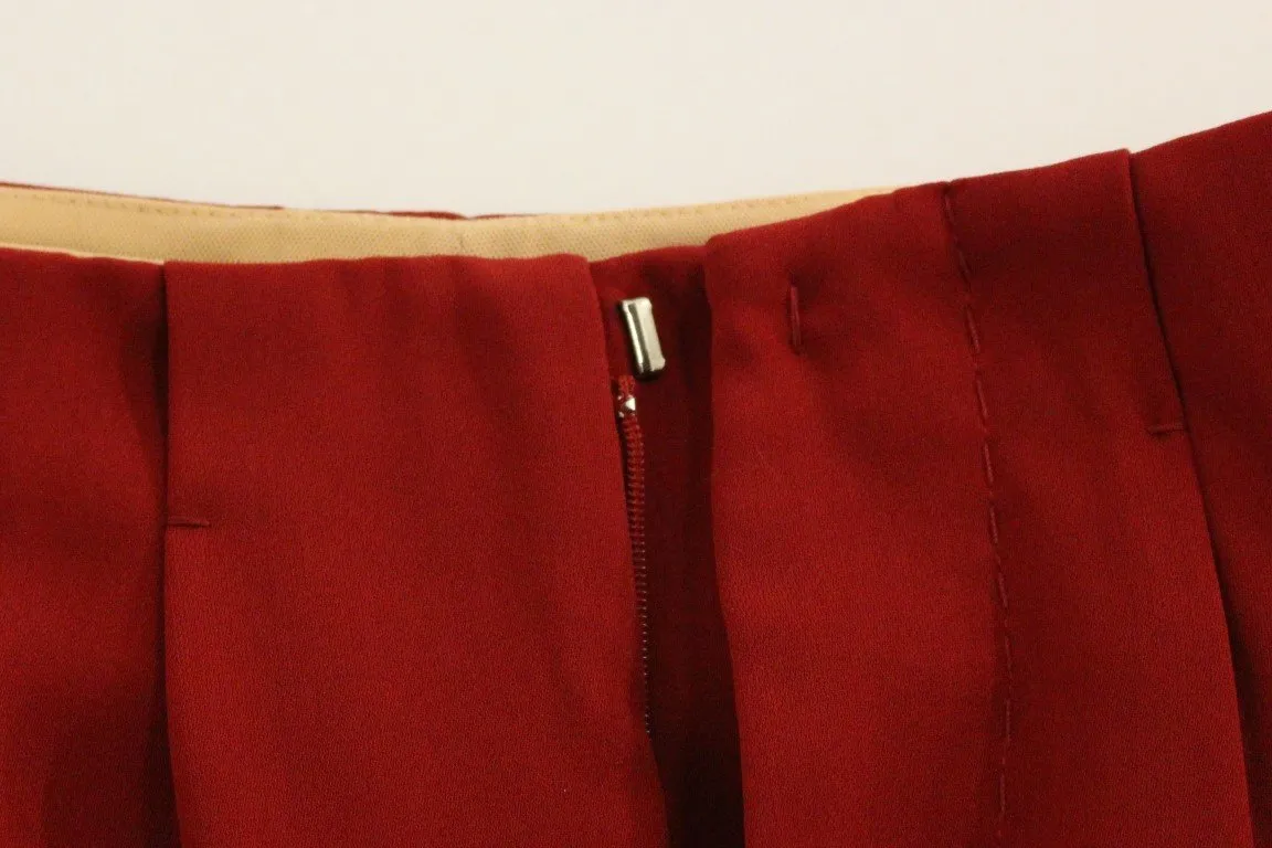 Red wool straight dress pants