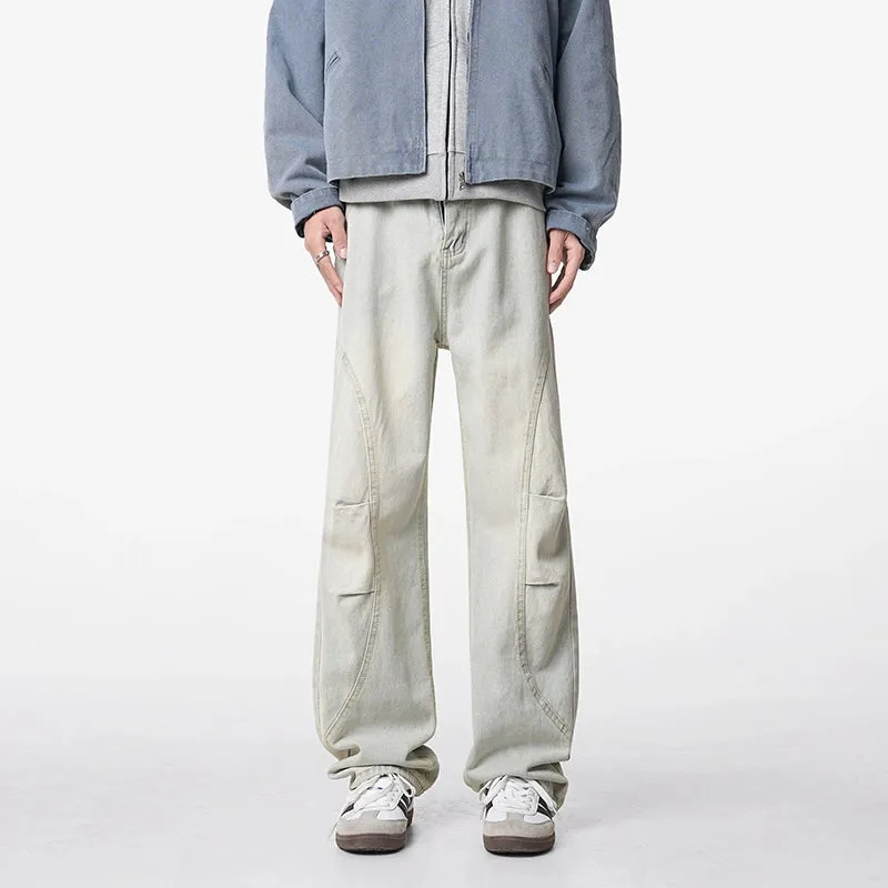 Retro Deconstructed Wide-Leg Jeans