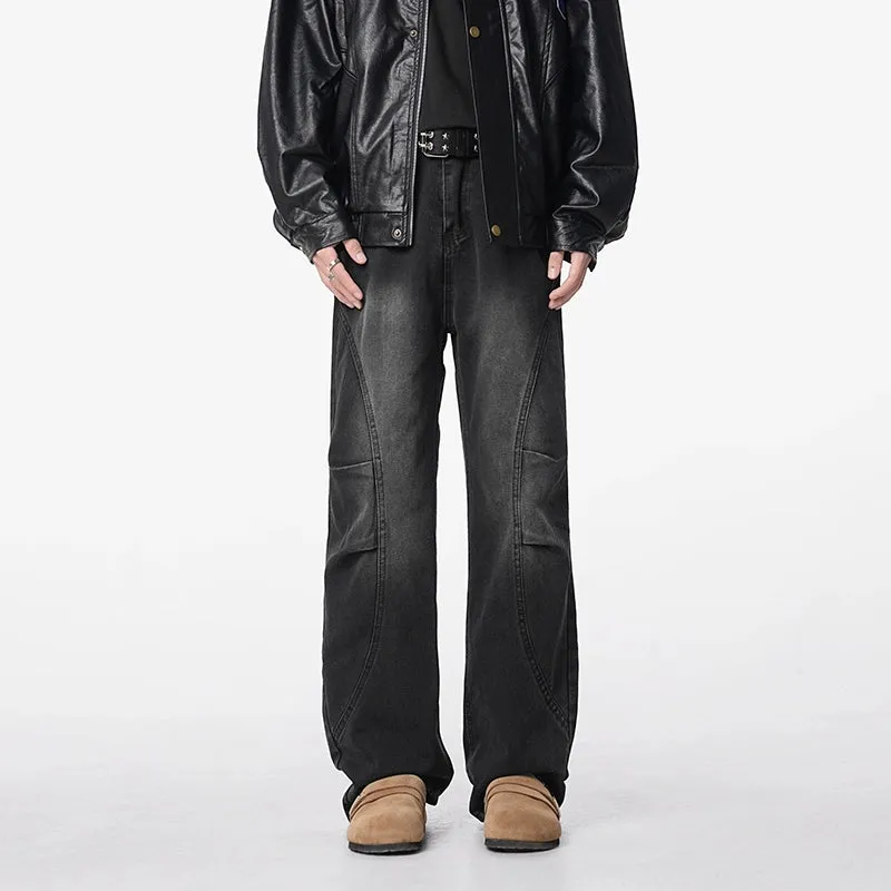 Retro Deconstructed Wide-Leg Jeans