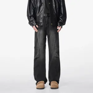 Retro Deconstructed Wide-Leg Jeans