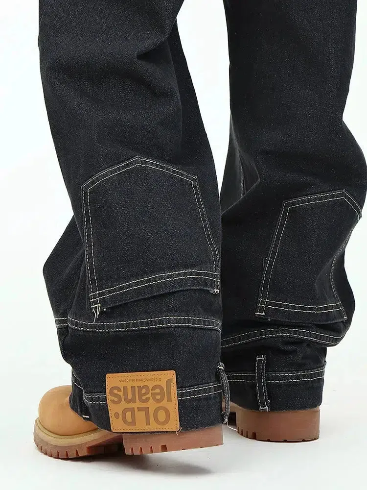 Retro Inverted Wide-Leg Straight Jeans
