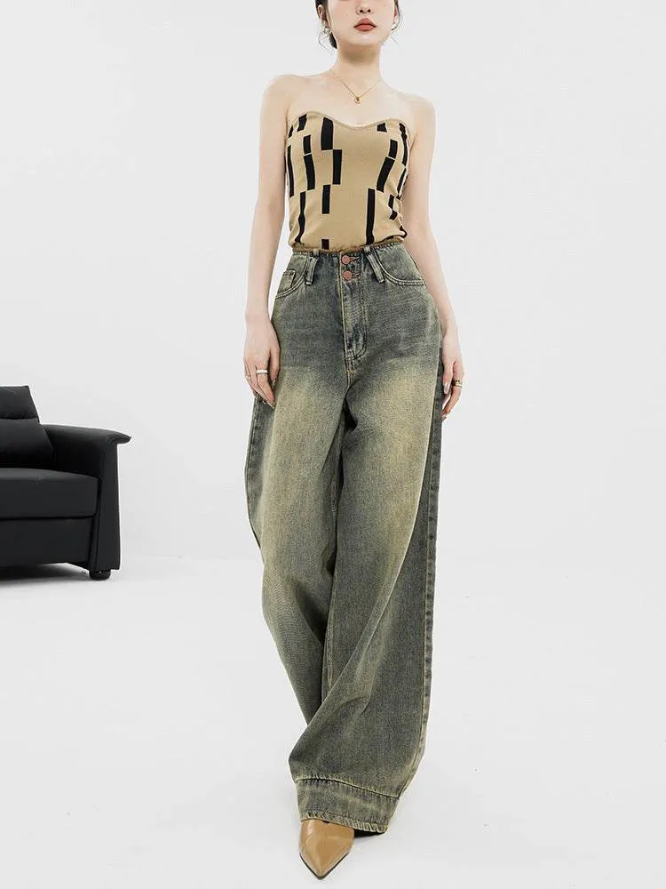 Retro Nostalgic Wide-leg Jeans For Women Summer