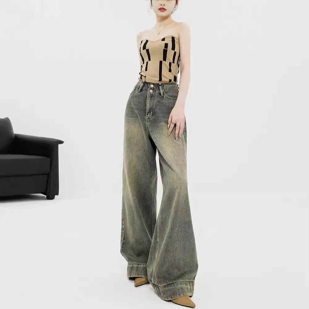 Retro Nostalgic Wide-leg Jeans For Women Summer