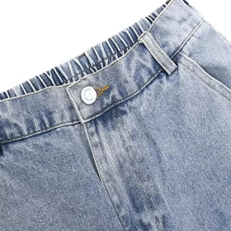 Retro Patchwork Contrast Washed Jeans
