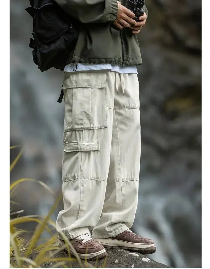 Retro Straight Wide-Leg Cargo Pants