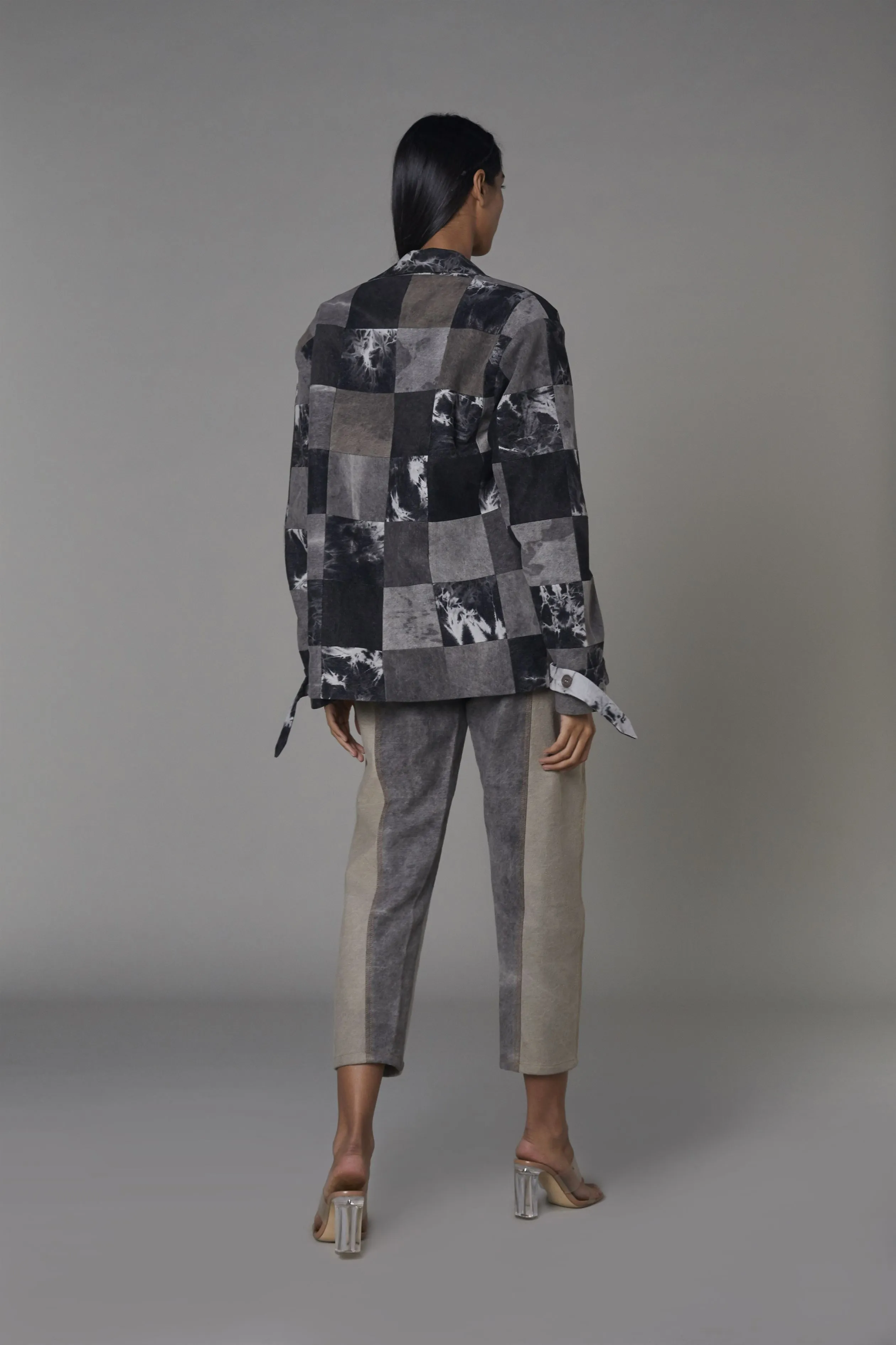 Saaksha & KinniÂ    I   Grey black cutout jacket  Grey denim bustier  Grey jeans Drill Coat - Grey  Bustier - Grey  Jeans - Grey SS22034    SS22035    SS22003